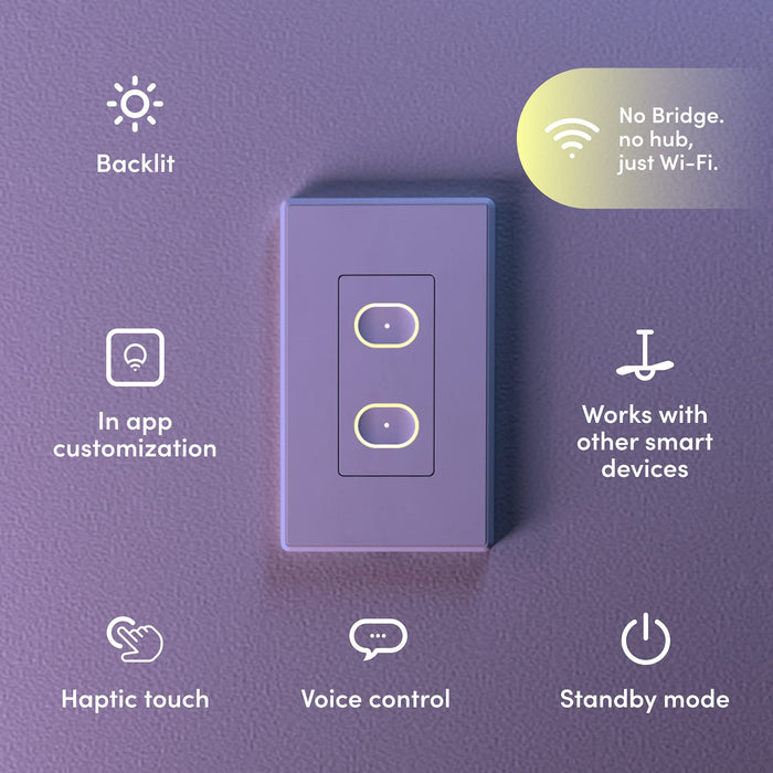 LIFX Smart Switch, 2 Button in-Wall Wi-Fi Smart Touch Switch (White)