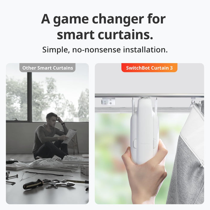 SwitchBot Smart Automatic Curtain Opener - Bluetooth Remote Control with App/Timer, Upgraded High-Performance Motor, Add SwitchBot Hub to Make it Work with Alexa, Google Home, HomeKit(Curtain 3,Rod)