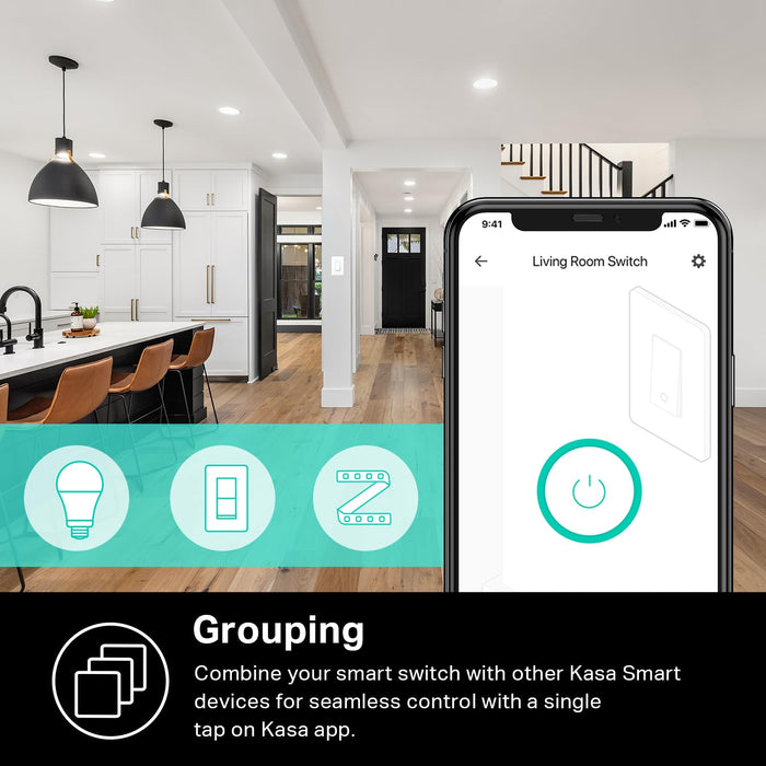 Kasa Smart Light Switch HS200, Single Pole, Needs Neutral Wire, 2.4GHz Wi-Fi Light Switch Works with Alexa and Google Home, UL Certified, No Hub Required, White ( Packaging May Vary )