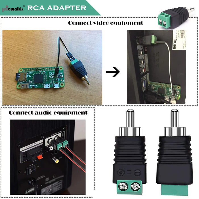 Niewalda RCA to AV Screw Terminal Adapter, 6pcs RCA Plugs Male, RCA Connector Adapter,Video Speaker Converter Solderless Adapter RCA Cable