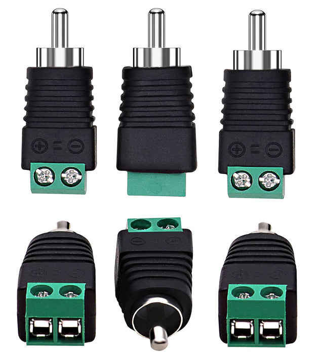 Niewalda RCA to AV Screw Terminal Adapter, 6pcs RCA Plugs Male, RCA Connector Adapter,Video Speaker Converter Solderless Adapter RCA Cable