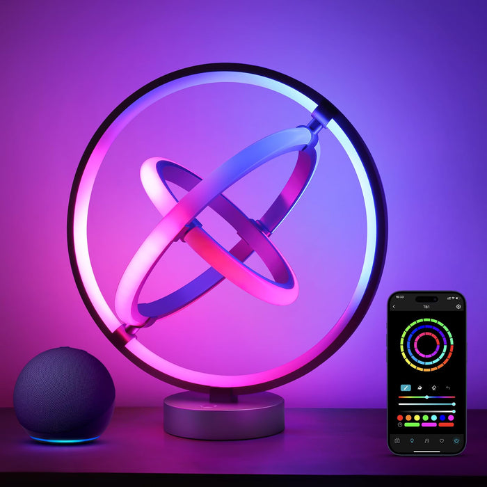 Lepro TB1 AI Smart Table Lamp, RGB Plus IC Addressable LED Lamp Alexa Google Compatible, LightBeats Music Sync, AI Generated Lighting LLM, Color Changing Modern Desk Lamp, 2.4 GHz WiFi/Bluetooth