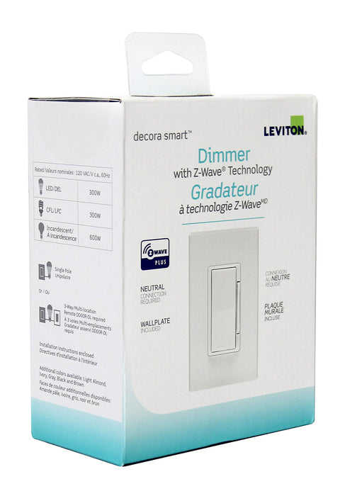 Leviton DZMX1-1LZ Decora Z-Wave Controls Universal Dimmer, White/Ivory/Light Almond