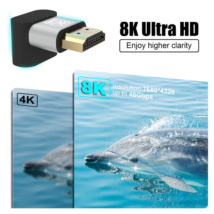 VCELINK 8K HDMI Male to Female Adapter, HDMI Right Angle Connector, HDMI 90 and 270 Degree Adapters, HDMI 2.1 Support 8K@60Hz, 4K@120Hz HDR, Dolby, eARC, 3D, for TV, Laptop, Monitor, DVR Player