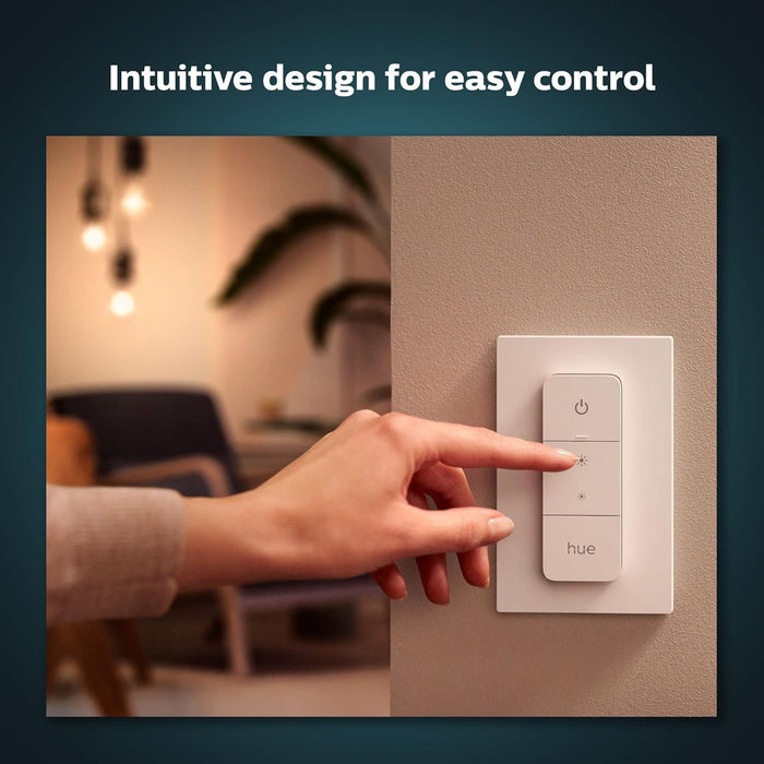 Philips Hue Smart Dimmer Switch with Remote, White - 1 Pack - Turns Hue Lights On, Off, Dims or Brightens - Requires Hue Bridge - Easy, No-Wire Installation