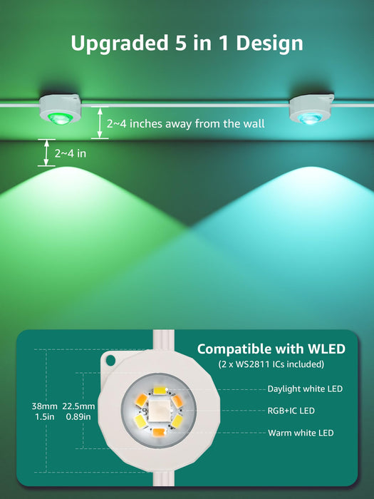 Lepro E1 AI Permanent Outdoor Lights APP Control, 100ft RGB+IC Smart Christmas Lights with 60 Warm/Cool White LED, Alexa Google Enabled Eaves Lights, AI Generated Lighting LLM, NO Remote, 2.4 GHz WiFi