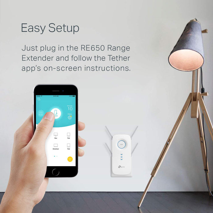 TP-Link AC2600 WiFi Extender (RE650) - Up to 2600Mbps, Dual Band WiFi Range Extender, Internet Booster, Repeater, Gigabit Port, Access Point Mode, 4x4 MU-MIMO