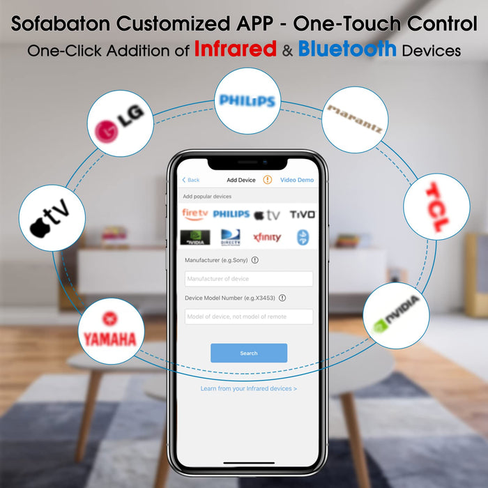 SofaBaton U2 Universal Remote, All in one Smart Universal Remote Control, Customized APP, Macro Button, Compatible with TV, Soundbar, Streaming Players and More, Longer IR Range and Larger Button