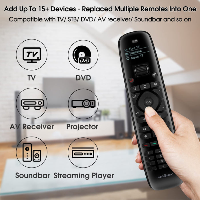 SofaBaton U2 Universal Remote, All in one Smart Universal Remote Control, Customized APP, Macro Button, Compatible with TV, Soundbar, Streaming Players and More, Longer IR Range and Larger Button