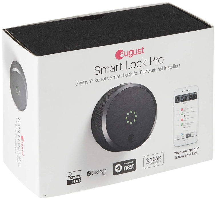 August Home Dark Gray Smart Lock Pro, 3rd Generation Technology, Apple HomeKit and Z-Wave Enabled