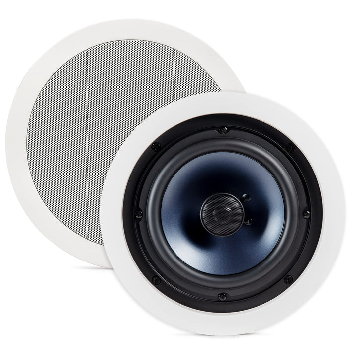 Polk Audio RC60i 2-Way Premium in-Ceiling 6.5" Round Speakers, Set of 2 Perfect for Damp and Humid Indoor/Outdoor Placement - Bath, Kitchen, Covered Porches (White, Paintable Grille)