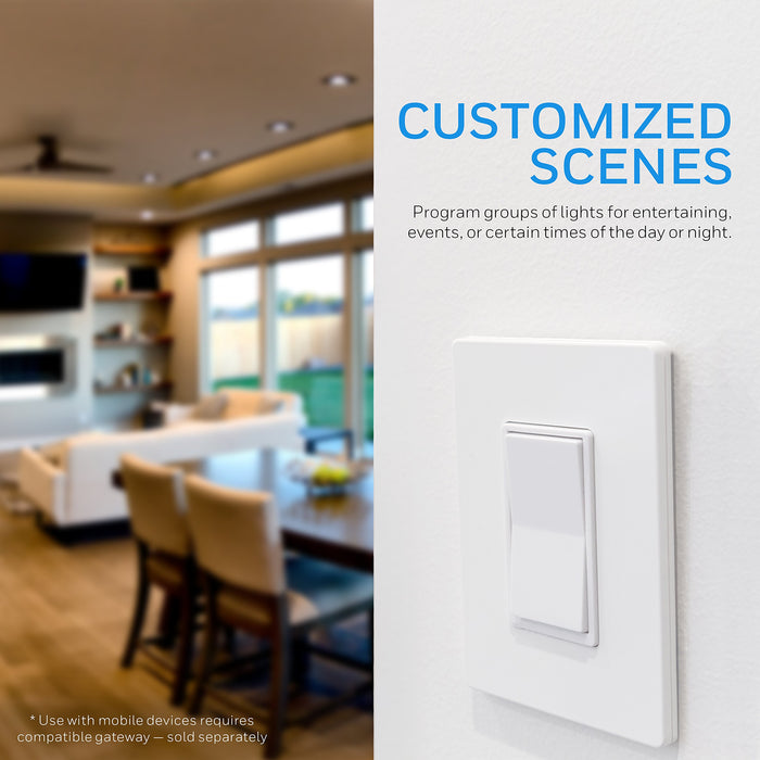 UltraPro Add-On Switch QuickFit and SimpleWire, In-Wall White Rocker Paddle Only, Z-Wave ZigBee Wireless Smart Lighting Controls, NOT A STANDALONE Switch, 39350