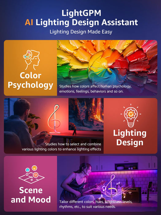 Lepro TB2 AI Smart Table Lamp, RGB Plus IC Addressable LED Lamp Alexa Google Compatible, LightBeats Music Sync, AI Generated Lighting LLM, Modern Spiral Lamp Color Changing, 2.4 GHz WiFi/Bluetooth