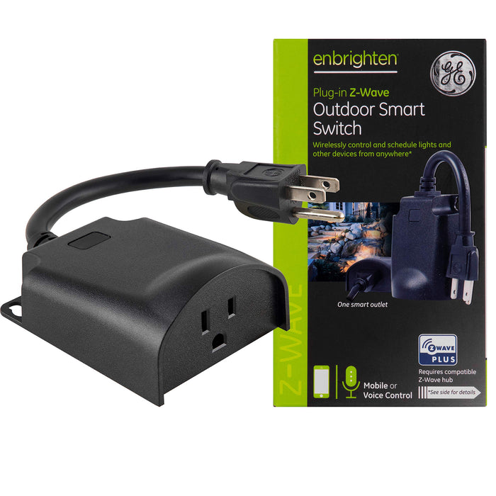 Enbrighten 14298 Z-Wave Plus Plug-In Outdoor Smart Switch, Gen5, Black