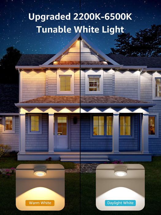 Lepro E1 AI Permanent Outdoor Lights APP Control, 100ft RGB+IC Smart Christmas Lights with 60 Warm/Cool White LED, Alexa Google Enabled Eaves Lights, AI Generated Lighting LLM, NO Remote, 2.4 GHz WiFi