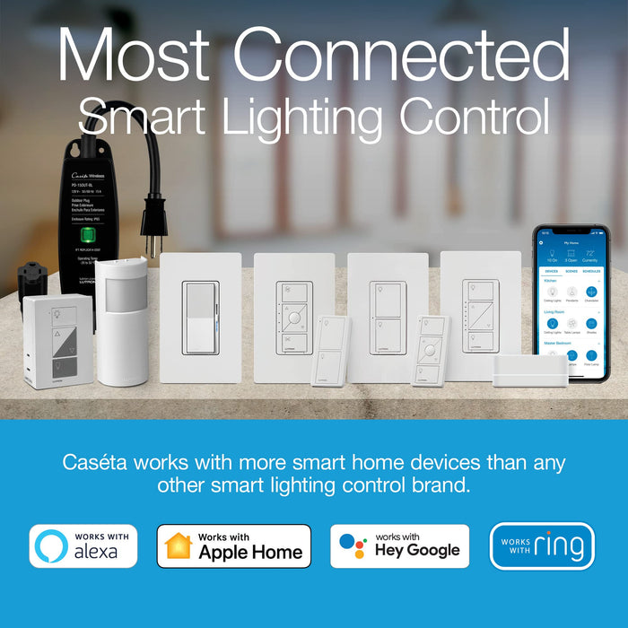 Lutron Diva Smart Dimmer Switch Starter Kit for Caséta Smart Lighting, with Smart Hub, Pico Remote, and Pedestal | DVRF-BDG-1DP-A