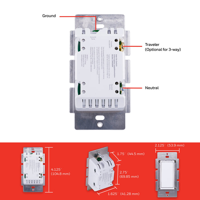 UltraPro Add-On Switch QuickFit and SimpleWire, In-Wall White Rocker Paddle Only, Z-Wave ZigBee Wireless Smart Lighting Controls, NOT A STANDALONE Switch, 39350