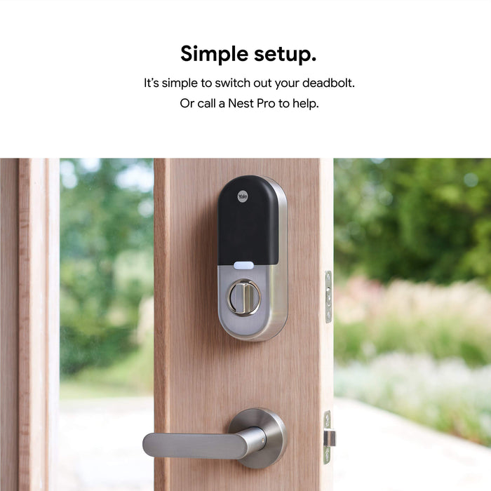 Google Nest x Yale Lock - Tamper-Proof Smart Lock for Keyless Entry - Keypad Deadbolt Lock for Front Door - Works with Nest Secure Alarm System - Satin Nickel