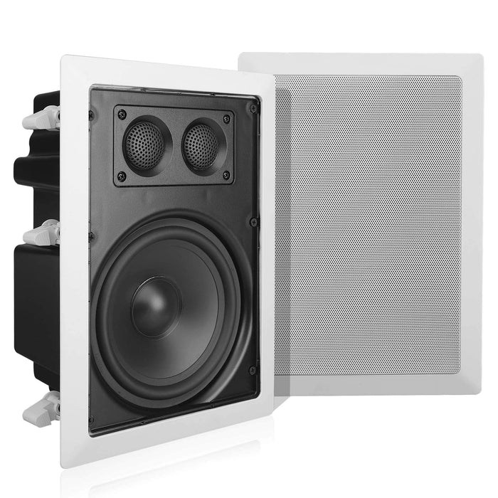 Pyle In-Wall / In-Ceiling Dual 6.5'' Enclosed Speaker Systems, 2-Way Flush Mount Stereo Speakers (Pair) White