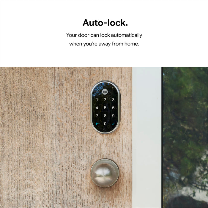 Google Nest x Yale Lock - Tamper-Proof Smart Lock for Keyless Entry - Keypad Deadbolt Lock for Front Door - Works with Nest Secure Alarm System - Satin Nickel