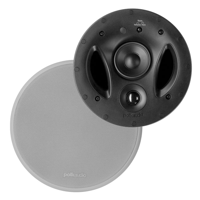 Polk Audio 70-RT 3-Way in-Ceiling Speaker (2.5” Driver, 7” Sub) - The Vanishing Series | Power Port | Paintable Grille | Dual Band-Pass Bass Ports