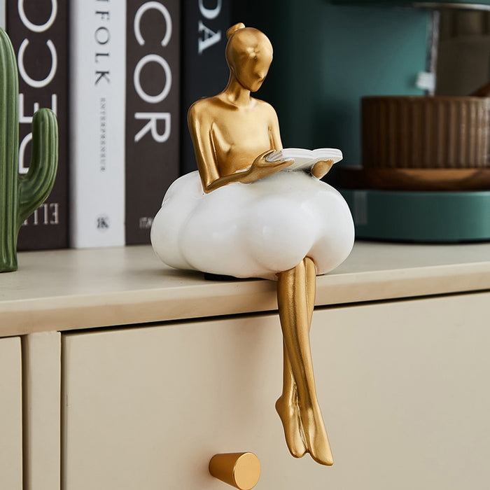 Cloud Girl Sculpture Abstract Art Figure Statue Modern Table