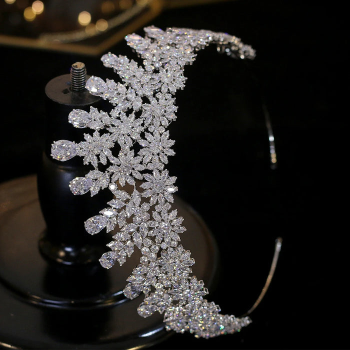 Luxury CZ Bridal 5-Piece Set Of Dubai Jewellery,ASNORA Headwear And