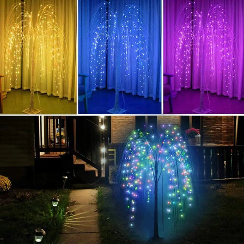LED Lighted Willow Tree Color Changing Outdoor Weeping  With Remote