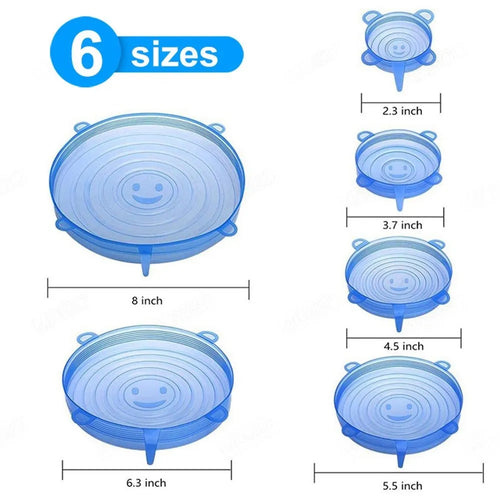 6pcs Cover Elastic Silicone Caps For Food Refrigerator Microwave Lid