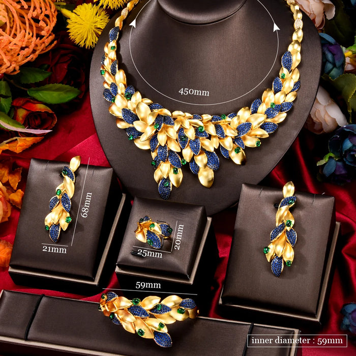 Missvikki Luxury Gorgeous Golden Necklace Bangle Earrings Ring Bride