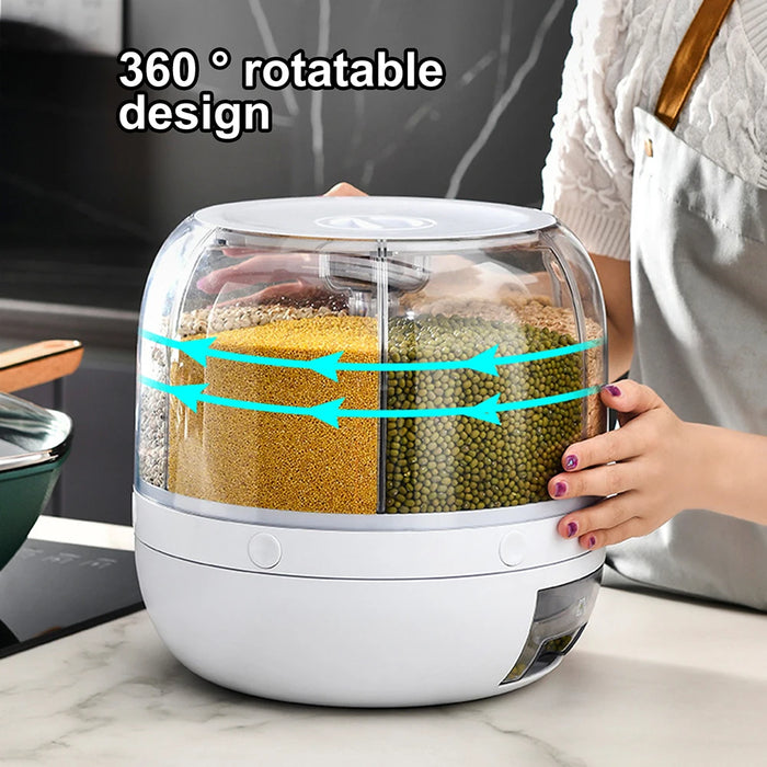 3kg Kitchen Food Storage Container 360° Rotating Grain Rice Oats