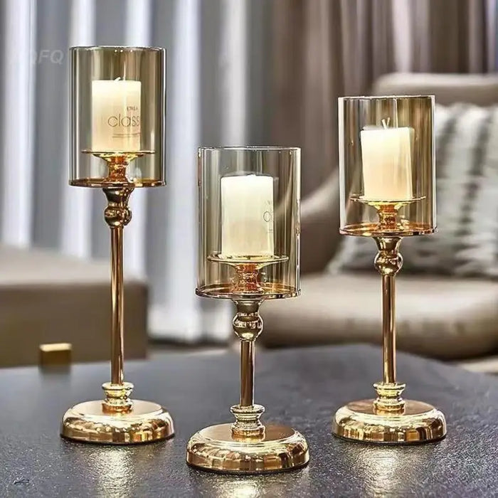 Luxury Classic Metal Candle Holders Vintage Golden Candlestick Home