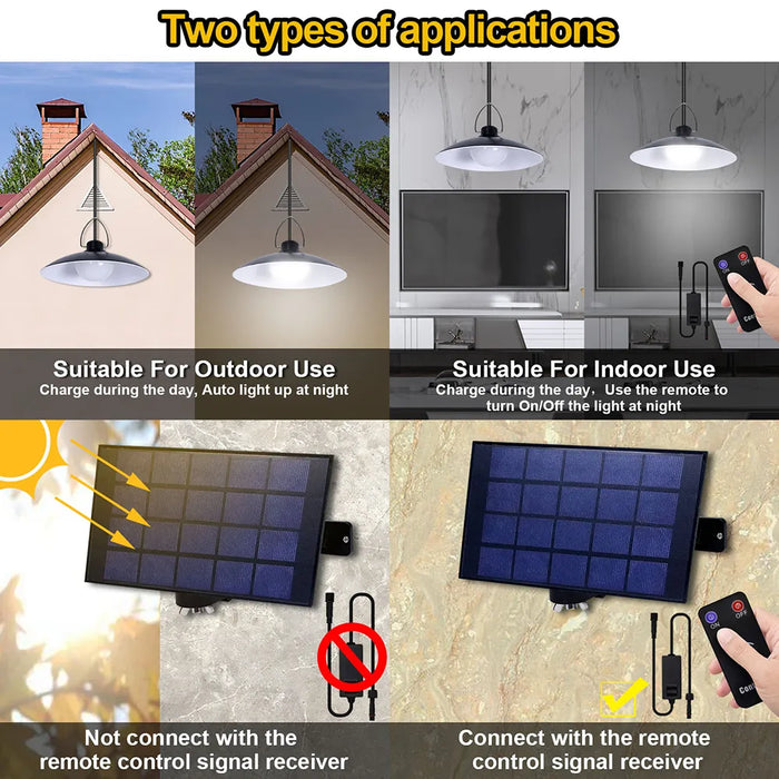 Solar Lights Outdoor LED Pendant Lights Spotlight Remote Indoor Solar