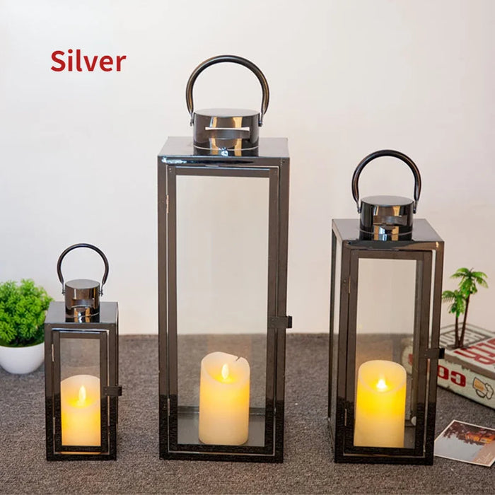 Nordic Metal Glass Candle Holder Gold Windproof Romantic Wedding