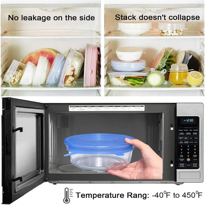 6pcs Cover Elastic Silicone Caps For Food Refrigerator Microwave Lid