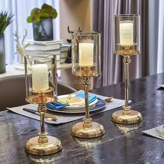 Luxury Classic Metal Candle Holders Vintage Golden Candlestick Home